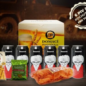 Domácí pivotéka Dárková sada 6 piv a pivních pochutin 11°-12° 6 x 0,5 l (set)