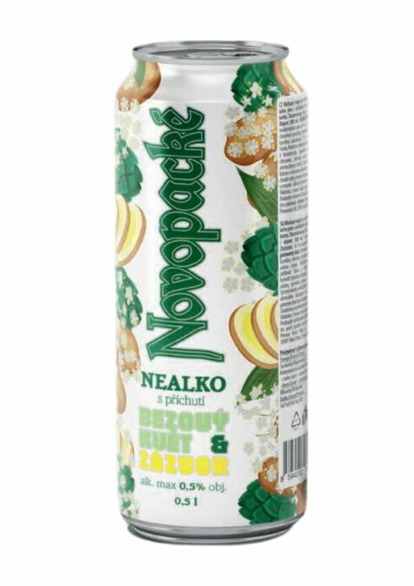 Novopacké pivo Novopacké nealko - zázvor a bezový květ - 0,5l plech